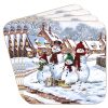 snowmen coasters set 4