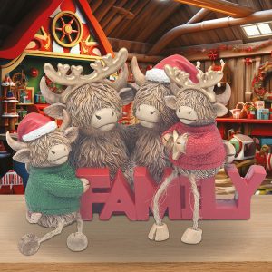 highland cow family 17x10x13cm