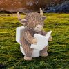 highland cow reading on the loo 14x8cm