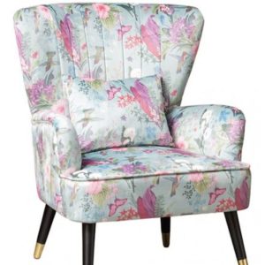 blue floral armchair 78x75x94cm