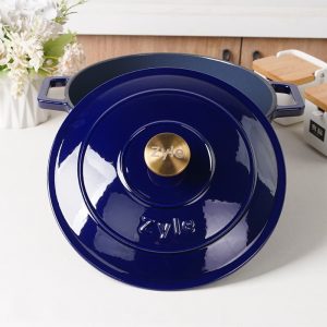 zyle cast iron round casserole blue 27cm