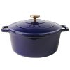 zyle cast iron round casserole blue 27cm