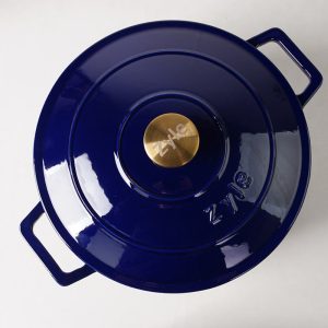 zyle cast iron round casserole blue 27cm