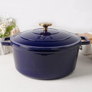 zyle cast iron round casserole blue 27cm