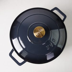 zyle cast iron round casserole grey 27cm