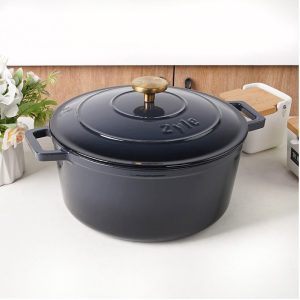 zyle cast iron round casserole grey 27cm