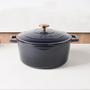 zyle cast iron round casserole grey 27cm