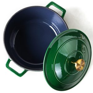 zyle cast iron round casserole green 27cm