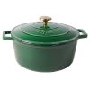 zyle cast iron round casserole green 27cm