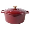 zyle cast iron round casserole red 27cm