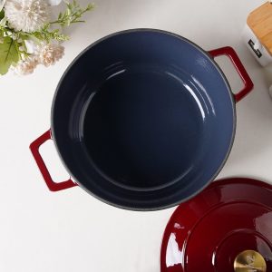 zyle cast iron round casserole red 27cm