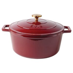 zyle cast iron round casserole red 27cm