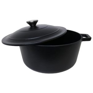 zyle cast iron round casserole black 26cm