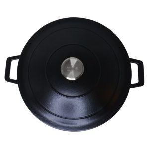 zyle cast iron round casserole black 26cm