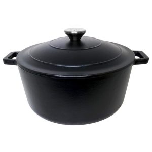 zyle cast iron round casserole black 26cm