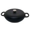 zyle cast iron round shallow casserole black 30cm