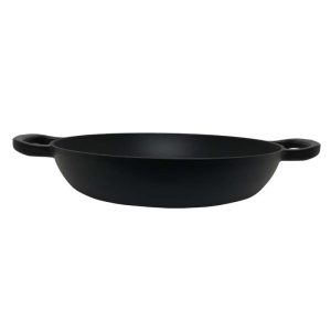 zyle cast iron round shallow casserole black 30cm
