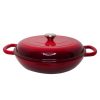 zyle cast iron round shallow casserole red 30cm