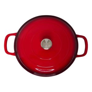 zyle cast iron round shallow casserole red 30cm