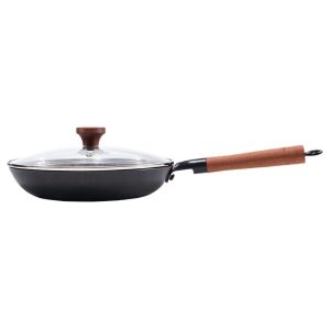 zyle cast iron frying pan with glass lid 26cm