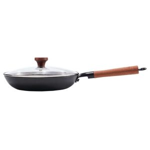 zyle cast iron frying pan with glass lid 28cm