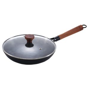 zyle cast iron frying pan with glass lid 28cm