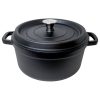 zyle cast iron round casserole black 28cm