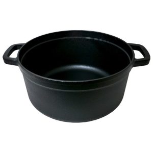 zyle cast iron round casserole black 28cm