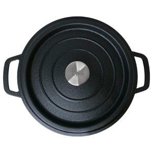 zyle cast iron round casserole black 28cm