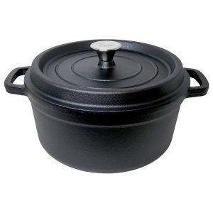 zyle cast iron round casserole black 28cm