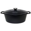 zyle cast iron oval casserole black 28cm