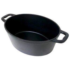 zyle cast iron oval casserole black 28cm