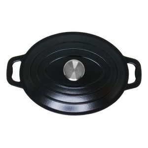 zyle cast iron oval casserole black 28cm