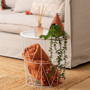 white metal origami table h40 x d37cm