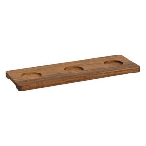 set of 3 appetizer dishes on wood board 37x12cm