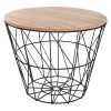 kumi black wire storage table wood lid 30x38cm