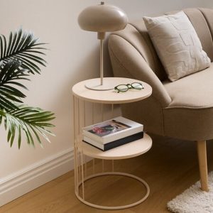2 tier clay metal round side table h52 x w36cm