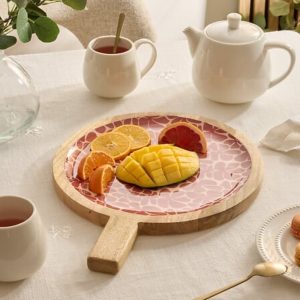 mango wood server red flower 40x30cm