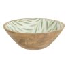 mango wood salad bowl leaf design inner d30cm