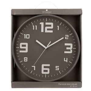 grey plastic wall clock d30cm