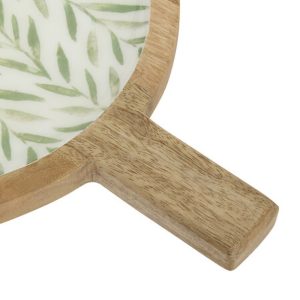 mango wood server green leaf 40x30cm