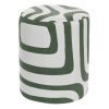 white and green lines pouffe d30cm h36cm