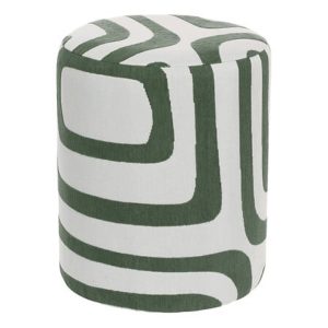 white and green lines pouffe d30cm h36cm