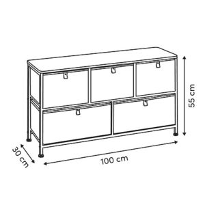 beige 5 canvas drawer unit 100x55x30cm