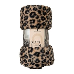 leopard print fur throw 120x160cm