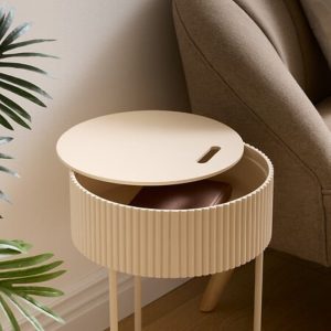 juna beige storage table d33xh48cm