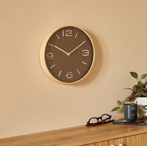 ellis clock d30cm with brown tonka fabric