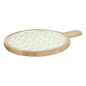 mango wood server green leaf 40x30cm