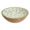 mango wood salad bowl leaf design inner d25cm