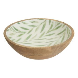 mango wood salad bowl leaf design inner d25cm
